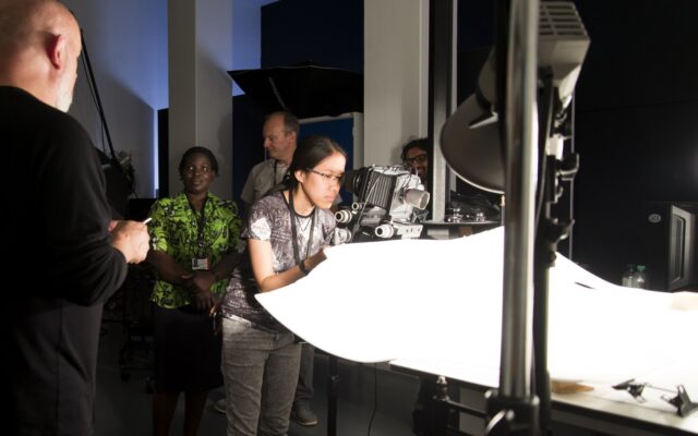 ITP participants using camera equipment in the British Museum's Photography and Imaging Studio