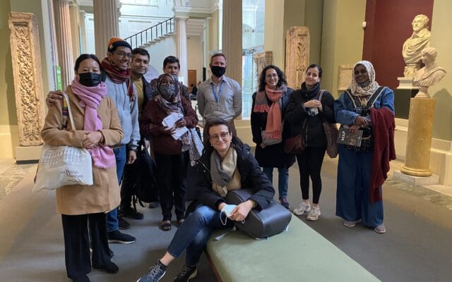 A group of people in a gallery in the Ashmolean Museum