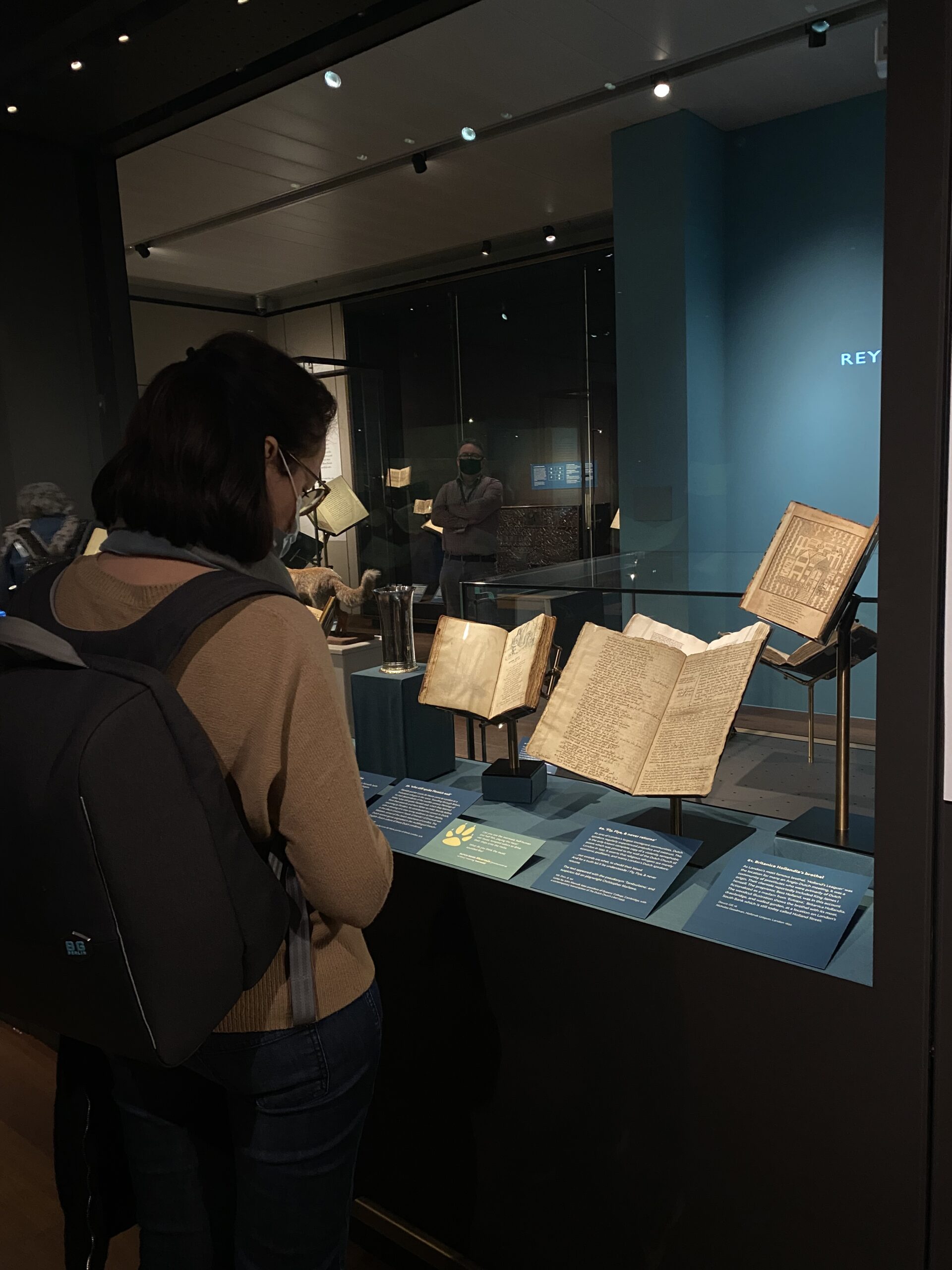 A woman looks at a display case in the Weston Library, Oxford