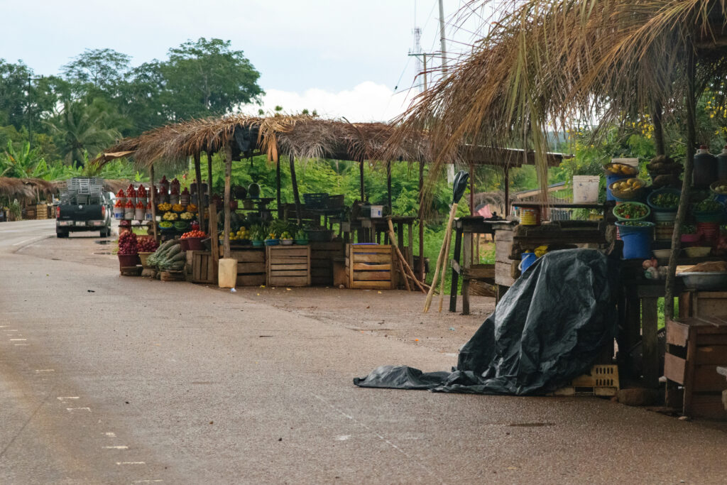 Markets for farm products on the roadside in Ghana