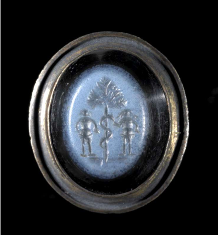 Intaglio with an incised image of Adam and Eve, 200-400 CE. Italy.