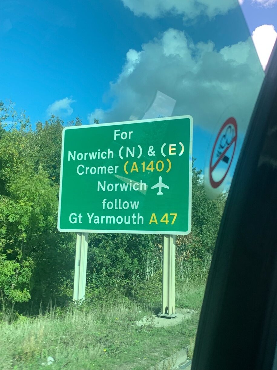 Road sign for Norwich