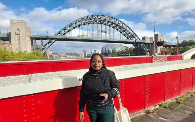 beatrice bamigbade standing on the Swing Bridge, Newcastle