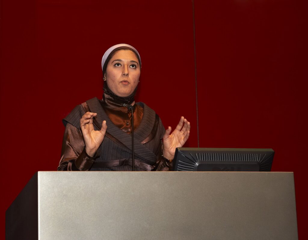 Photograph of Marwa presenting.