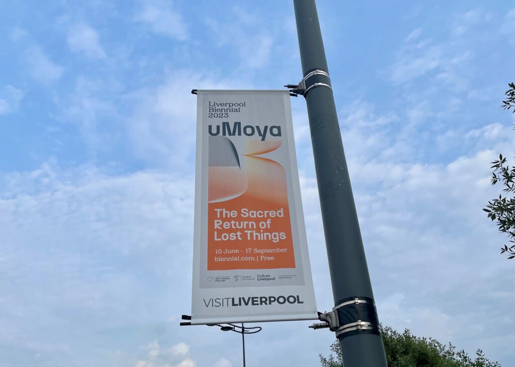 Poster for Liverpool Biennial 2023 uMoya: the sacred return of lost things