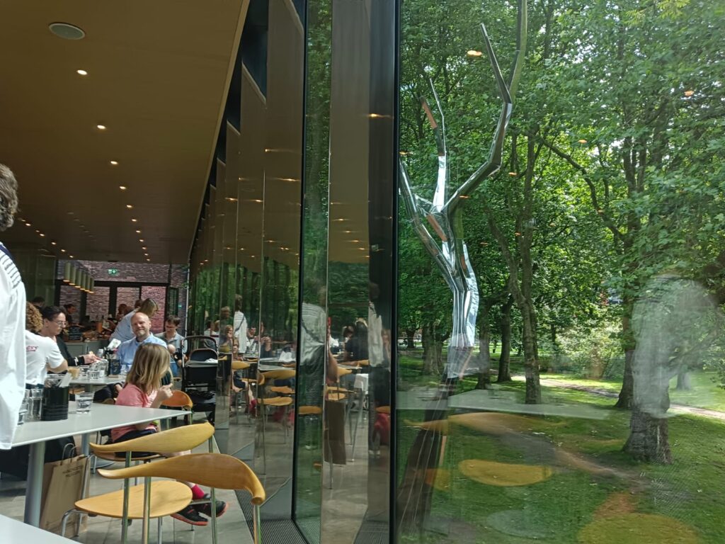 Photograph of the cafe and garden at the Whitworth Art Gallery.