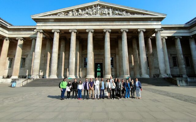 Group photo of the 2023 ITP fellows outside the British Museum.