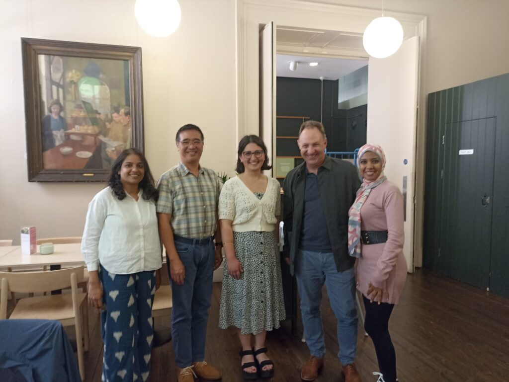2023 ITP fellows Rucha, Ninh, Elif and Dina pictured with Ronan Brindley at Manchester Art Gallery
