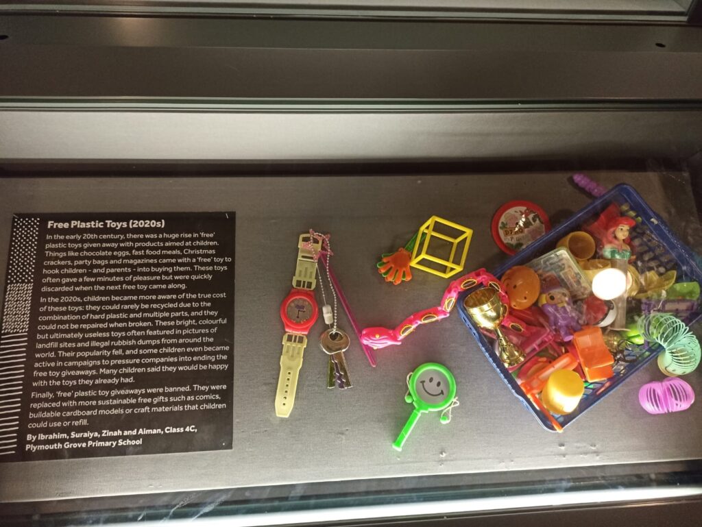 Plastic toys on display at the Manchester Museum