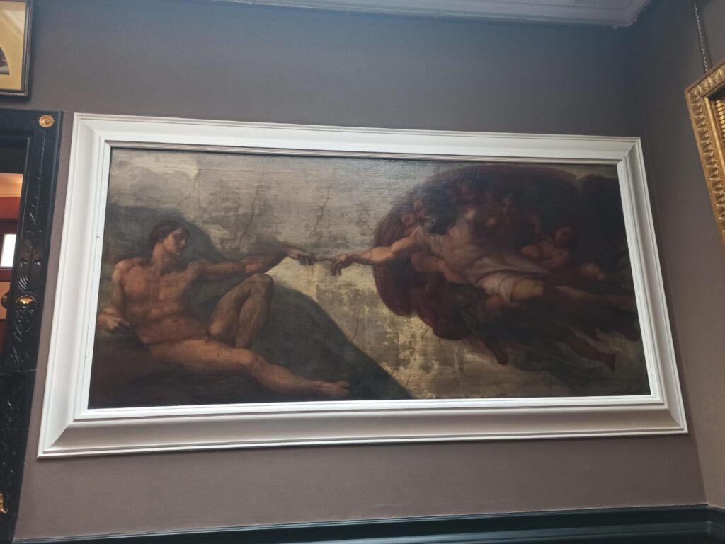 Copy of Michelangelo's Creation of Adam Fresco inside Leighton House 