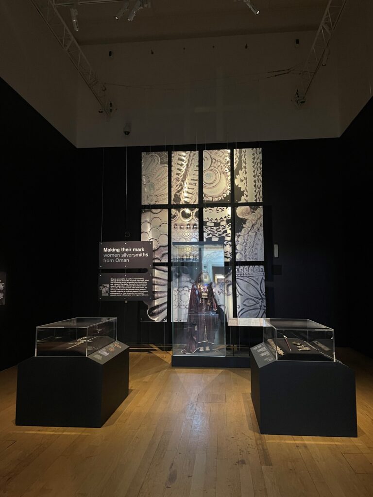 Display of the 'Making their mark:
women silversmiths from Oman' exhibition at the British Museum