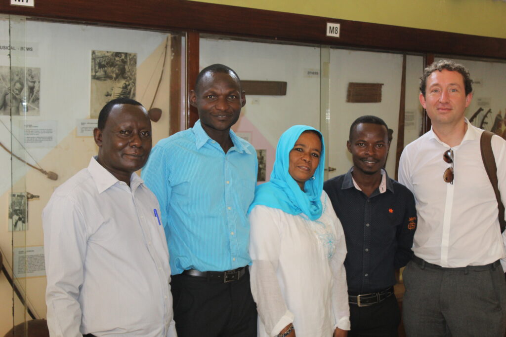 ITP fellows, Kizil Chole Abiti Nelson Shadia John Giblin and Jack Ssebuyongo during the Milk exhibition tour on Monday 5th Feb 2018