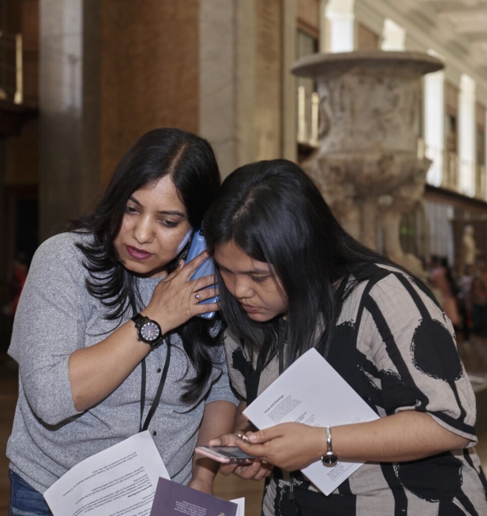 2019 ITP fellows using an app to look at collections at the British Musuem