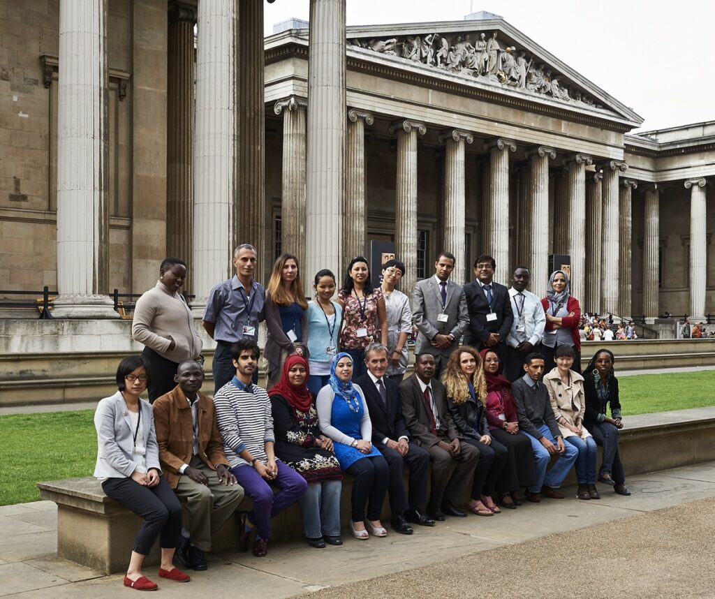 Photo of a group of people outside the British Museum