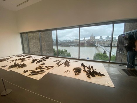 Bronze casts on a white sheet