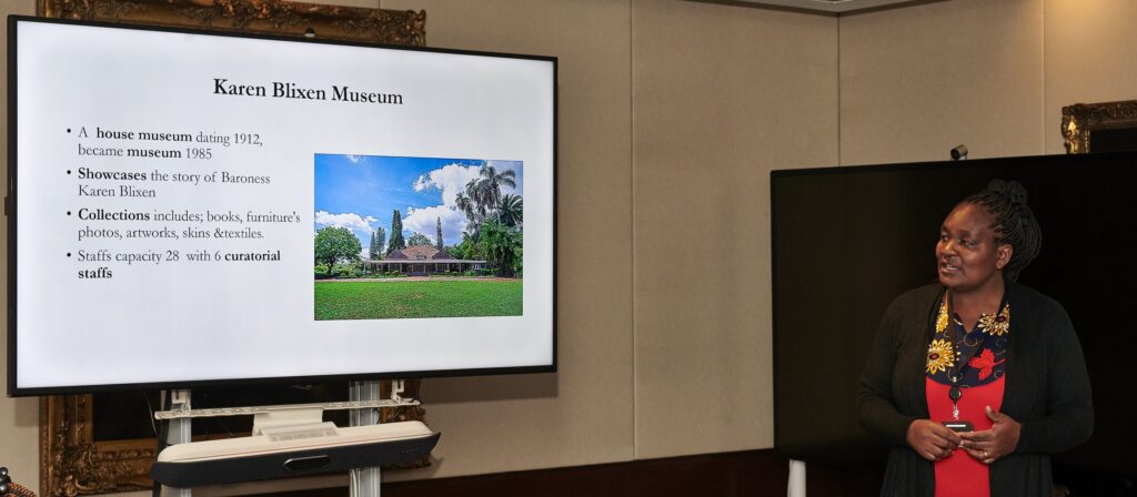 Photograph of a woman giving a presentation